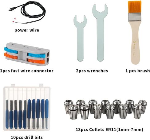 مجموعة محرك مغزل 500 واط CNC ، محول طاقة 500 واط 0.5 كيلو واط لمحرك دوران ومبرد هواء ومحول طاقة سرعة دوران 52 مم ومشبك ER11 قطعة للنقش باستخدام الحاسب الآلي in Kuwait