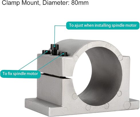 CNC Clamp Mount Bracket Support 65mm Cast Aluminium with 3pcs Screws for CNC Spindle Motor Water Cooled spindle Motor Air Cooled Spindle Motor 0.8KW or 1.5KW on CNC Router Machine in Kuwait