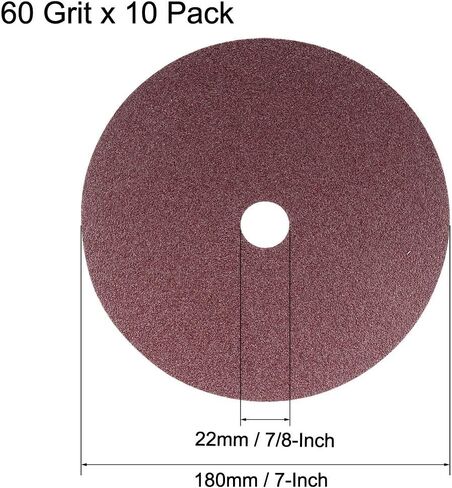 uxcell 7-Inch x 7/8-Inch Aluminum Oxide Resin Fiber Discs, Center Hole 120 Grit Sanding Grinding Discs, 10 Pack in Saudi Arabia