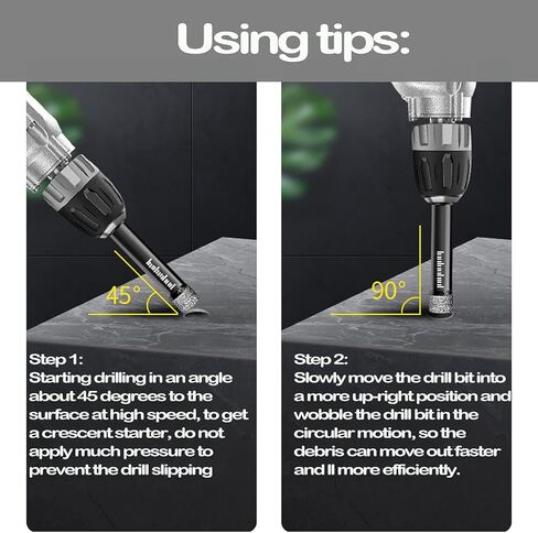 مجموعة رؤوس مثقاب ماسية جافة سوداء من Mgtgbao 7 قطع من أجل الجرانيت والسيراميك والرخام والزجاج والمواد الصلبة (ليس للخشب)، ساق مستديرة مع 3/16، 1/4، 5/16، 3/8، 1/2، 9/16 بوصة مع حقيبة للتخزين in Kuwait