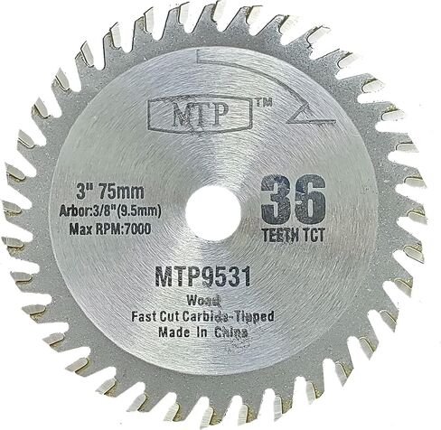 MTP 3 بوصة (75 مم) 3x3/8 شفرة بلاستيكية خشبية (3/8 بوصة 9.5 مم أربور) شفرة قطع متوافقة مع منشار قطع Ryobi Worx Milwaukee Dewalt (1x شفرة خشبية) in Kuwait