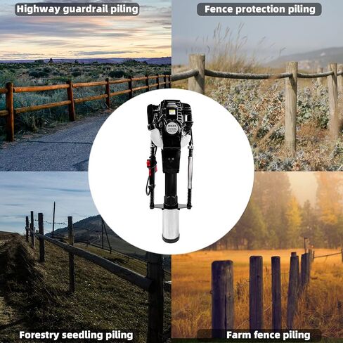 HIGOSPRO تعمل بالغاز 4-السكتة الدماغية T Post Driver Hammer Drills، 37.7CC محرك البنزين محرك كومة، 8700W تبريد الهواء اسطوانة واحدة، آلة أداة سياج حديقة البنزين البنزين مع 2 رأس القيادة in Kuwait