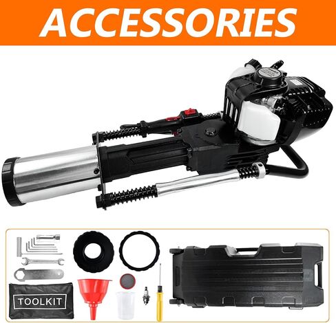 HIGOSPRO تعمل بالغاز 4-السكتة الدماغية T Post Driver Hammer Drills، 37.7CC محرك البنزين محرك كومة، 8700W تبريد الهواء اسطوانة واحدة، آلة أداة سياج حديقة البنزين البنزين مع 2 رأس القيادة in Kuwait