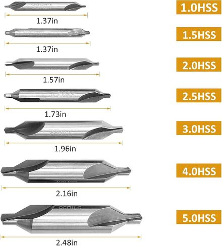 Saihisday 7PCS Center Drill Bits Set M2 HSS Centering Starter Drill Bit 60-Degree Countersink Tools for Lathe Metalworking in Saudi Arabia