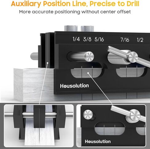 Housolution Dowel Jig، طقم وتد ذاتي التمركز بطول 6 بوصات مع 6 بطانات دليل الحفر، رقصة حفر بعرض قابل للتعديل لمجموعة نجار البسكويت ذات الفتحات المستقيمة، أدوات مفاصل النجارة (أزرق) in Kuwait