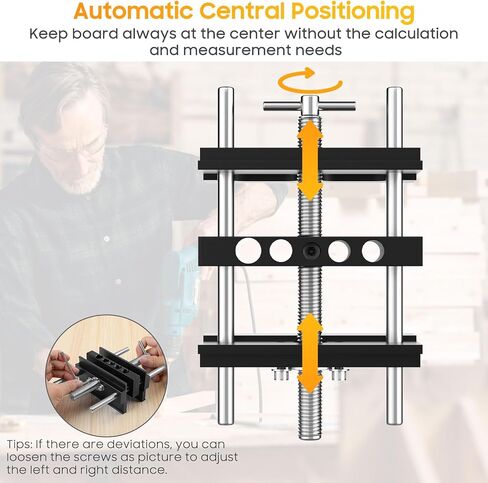 Housolution Dowel Jig، طقم وتد ذاتي التمركز بطول 6 بوصات مع 6 بطانات دليل الحفر، رقصة حفر بعرض قابل للتعديل لمجموعة نجار البسكويت ذات الفتحات المستقيمة، أدوات مفاصل النجارة (أزرق) in Kuwait