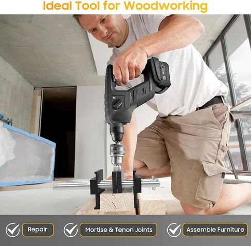 Housolution Dowel Jig، طقم وتد ذاتي التمركز بطول 6 بوصات مع 6 بطانات دليل الحفر، رقصة حفر بعرض قابل للتعديل لمجموعة نجار البسكويت ذات الفتحات المستقيمة، أدوات مفاصل النجارة (أزرق) in Kuwait
