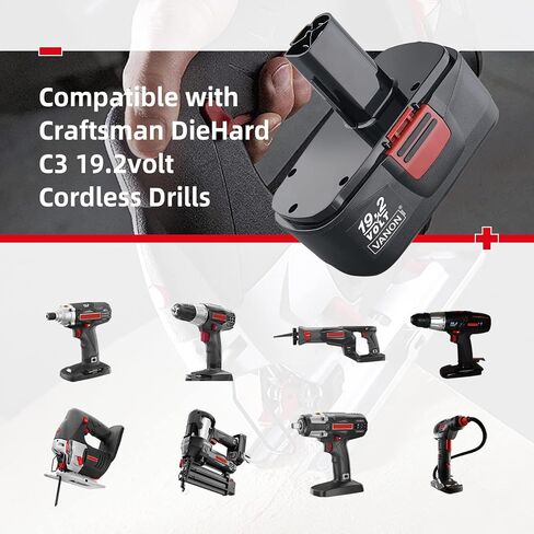 تمت ترقية VANON إلى 4.8Ah DieHard C-3 Ni-MH لاستبدال بطارية الحرفي 19.2 فولت 2 حزمة 1323903 130279005 130279003 130279017 1323517 315.11375 315.11485 315.113753 315.115 410 in Kuwait