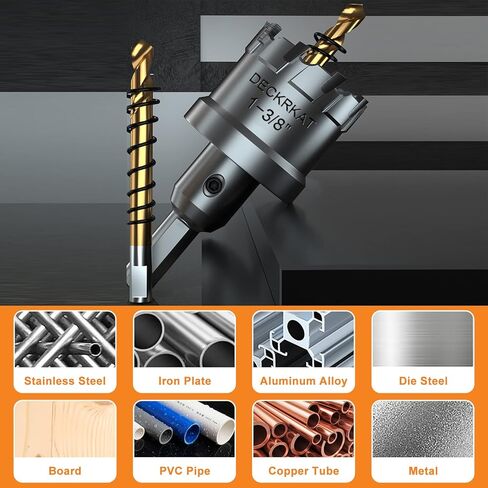 طقم منشار ثقب TCT مكون من 6 قطع، مناشير ثقب مائلة من كربيد التنجستن شديدة التحمل لمعدن الفولاذ المقاوم للصدأ، حجم القطعة 3/4 بوصة 7/8 بوصة 1 بوصة 1-1/8 بوصة 1-3/8 بوصة 1-1/2 بوصة ، مع 6 لقم ثقب تجريبي إضافية في علب تخزين منفصلة in Kuwait