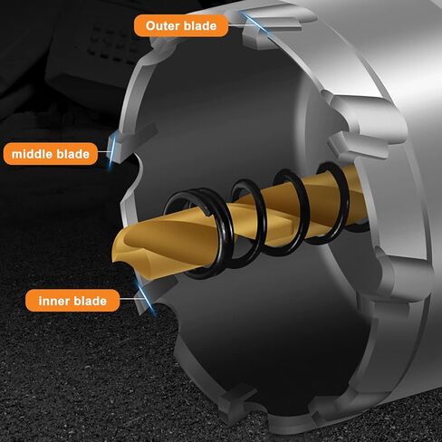 طقم منشار ثقب TCT مكون من 6 قطع، مناشير ثقب مائلة من كربيد التنجستن شديدة التحمل لمعدن الفولاذ المقاوم للصدأ، حجم القطعة 3/4 بوصة 7/8 بوصة 1 بوصة 1-1/8 بوصة 1-3/8 بوصة 1-1/2 بوصة ، مع 6 لقم ثقب تجريبي إضافية في علب تخزين منفصلة in Kuwait