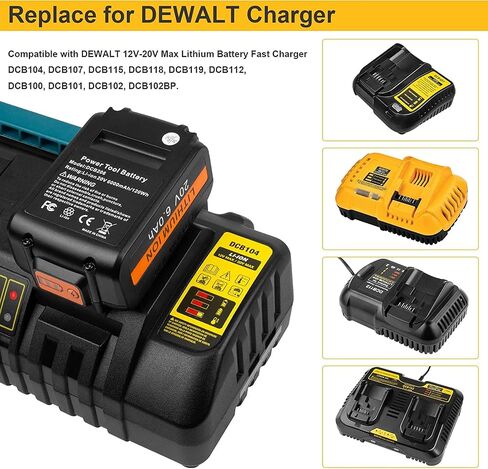TREE.NB 4-Port Battery Rapid Charger DCB104 Replacement for DEWALT 12V MAX, 20V MAX, and FLEXVOLT 20V/60V MAX Lithium ion Battery Charger in Saudi Arabia