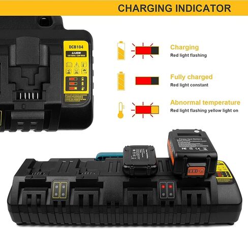 TREE.NB 4-Port Battery Rapid Charger DCB104 Replacement for DEWALT 12V MAX, 20V MAX, and FLEXVOLT 20V/60V MAX Lithium ion Battery Charger in Saudi Arabia