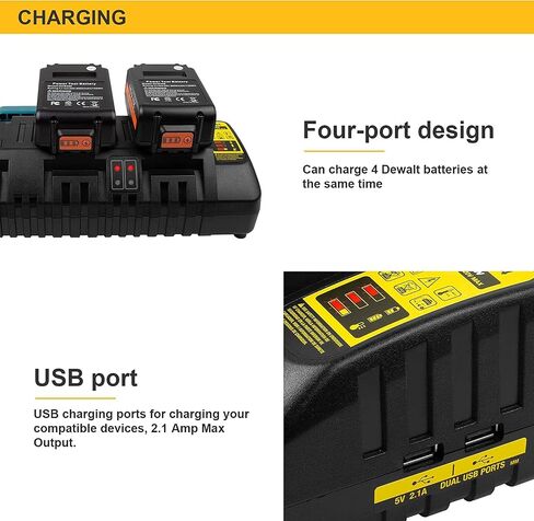 TREE.NB 4-Port Battery Rapid Charger DCB104 Replacement for DEWALT 12V MAX, 20V MAX, and FLEXVOLT 20V/60V MAX Lithium ion Battery Charger in Saudi Arabia