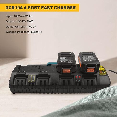 TREE.NB 4-Port Battery Rapid Charger DCB104 Replacement for DEWALT 12V MAX, 20V MAX, and FLEXVOLT 20V/60V MAX Lithium ion Battery Charger in Saudi Arabia