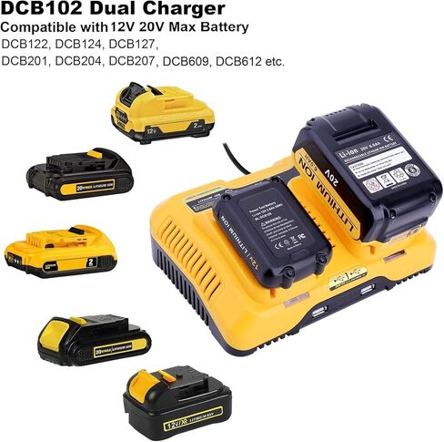 Kotoate DBC102 استبدال شاحن مزدوج لمحطة شاحن بطارية ليثيوم 12 فولت 20 فولت ماكس DCB105 DCB112 DCB120 متوافق مع بطارية 20 فولت DCB203 DCB201 DCB200 in Kuwait