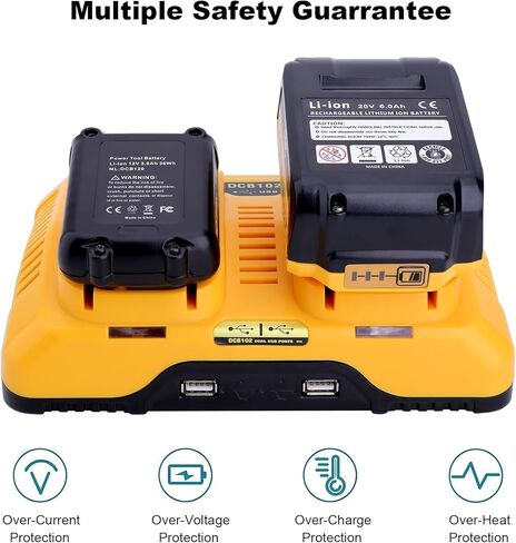 Kotoate DBC102 استبدال شاحن مزدوج لمحطة شاحن بطارية ليثيوم 12 فولت 20 فولت ماكس DCB105 DCB112 DCB120 متوافق مع بطارية 20 فولت DCB203 DCB201 DCB200 in Kuwait