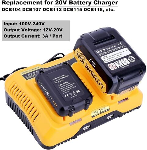 Kotoate DBC102 استبدال شاحن مزدوج لمحطة شاحن بطارية ليثيوم 12 فولت 20 فولت ماكس DCB105 DCB112 DCB120 متوافق مع بطارية 20 فولت DCB203 DCB201 DCB200 in Kuwait