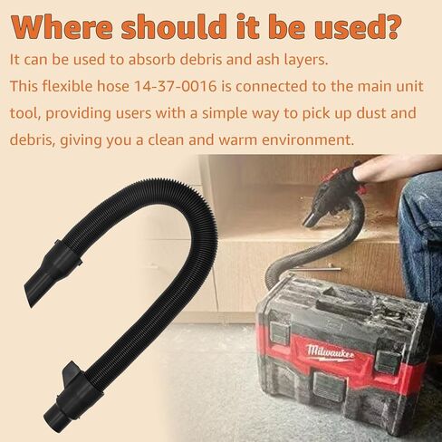 مجموعة خرطوم المكنسة 14-37-0016 من Lusperi - متوافقة مع Milwaukee 0970-20 M18 Fuel 18V PACKOUT 2.5 جالون مكنسة كهربائية رطبة/جافة (يرجى ملاحظة مخطط استخدام المنتج) in Kuwait
