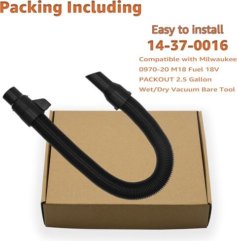 مجموعة خرطوم المكنسة 14-37-0016 من Lusperi - متوافقة مع Milwaukee 0970-20 M18 Fuel 18V PACKOUT 2.5 جالون مكنسة كهربائية رطبة/جافة (يرجى ملاحظة مخطط استخدام المنتج) in Kuwait