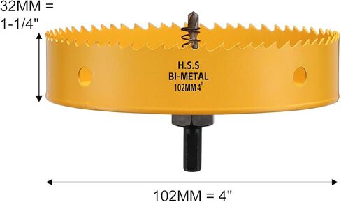 منشار ثقب 6-1/4 بوصة، قاطع ثقب ثنائي المعدن 159 مم HSS، منشار ثقب للإضاءة المريحة، يمكن إضاءة العلبة، لوح كي، ألواح ثقب الذرة، خشب رقائقي، أصفر in Kuwait