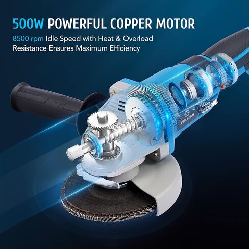 أداة طحن الزوايا اللاسلكية من ZELCAN، مطحنة زاوية بحد أقصى 18 فولت مع بطارية وشاحن 5 بوصات أقراص صنفرة تلميع ومقبض مساعد in Kuwait