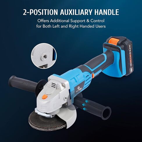 أداة طحن الزوايا اللاسلكية من ZELCAN، مطحنة زاوية بحد أقصى 18 فولت مع بطارية وشاحن 5 بوصات أقراص صنفرة تلميع ومقبض مساعد in Kuwait