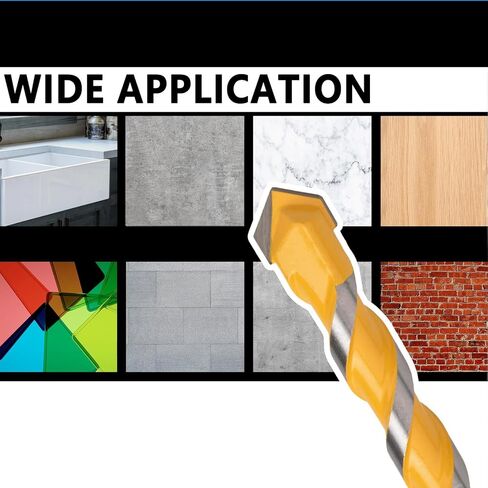 مجموعة لقم مثقاب للبناء مقاس 1/4 انش، مجموعة لقم مثقاب للخرسانة من الكربيد للزجاج والسيراميك والاسمنت والبلاط والطوب والبلاستيك، بطول 6.3 انش (1/4 انش) in Kuwait
