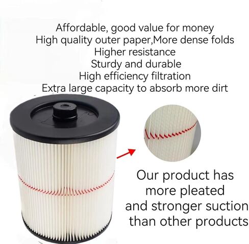 9-17816 filter for craftsman shop vac, 917816 red stripe filter Wet/Dry Air Filter Replacement Part fit 5 Gallon & Larger Vacuum Cleaner Accessories9 17 12 8 16 Cartridge Filter -2Pack in Kuwait