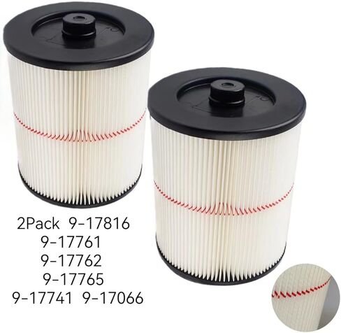 9-17816 filter for craftsman shop vac, 917816 red stripe filter Wet/Dry Air Filter Replacement Part fit 5 Gallon & Larger Vacuum Cleaner Accessories9 17 12 8 16 Cartridge Filter -2Pack in Kuwait