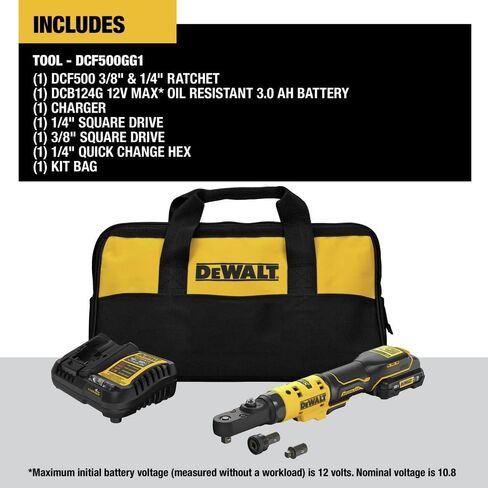 DEWALT DCF500GG1 XTREME 12V MAX* طقم سقاطة بدون فرش لاسلكي 3/8 بوصة و1/4 بوصة in Saudi Arabia