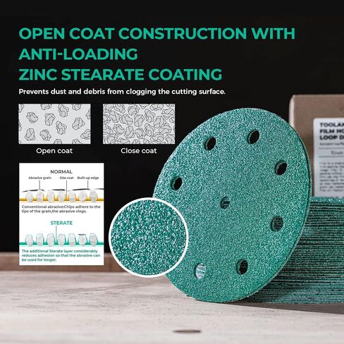 toolant 5 Inch 9 Hole 120 Grit Sanding Discs Hook & Loop, 50pack | Hook and Loop Film Backing Sanding Discs Compatible with Festool Sanders, Ideal for Wood, Metal, Plastic, Automotive in Saudi Arabia
