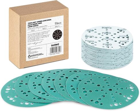 toolant 5 Inch 9 Hole 120 Grit Sanding Discs Hook & Loop, 50pack | Hook and Loop Film Backing Sanding Discs Compatible with Festool Sanders, Ideal for Wood, Metal, Plastic, Automotive in Saudi Arabia