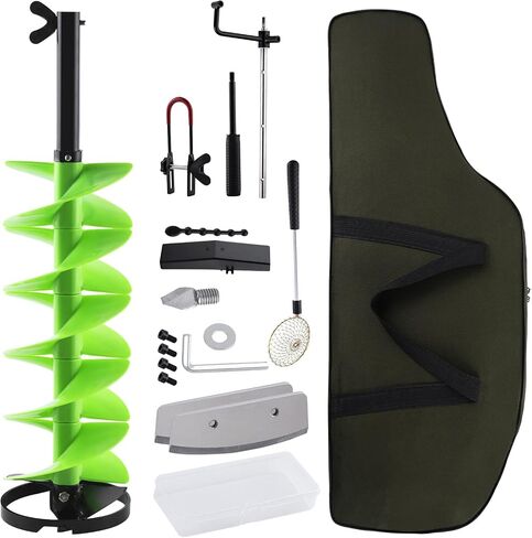 Goture Ice Drill Auger, 7" Diameter Nylon Ice Auger, 41" Length Ice Auger Bit,Auger Drill with 19.6" Extension Rod,Auger Bit with Ice Spoon,Handbag for Ice Fishing in Saudi Arabia