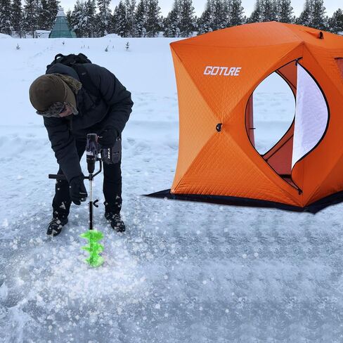 Goture Ice Drill Auger, 7" Diameter Nylon Ice Auger, 41" Length Ice Auger Bit,Auger Drill with 19.6" Extension Rod,Auger Bit with Ice Spoon,Handbag for Ice Fishing in Saudi Arabia