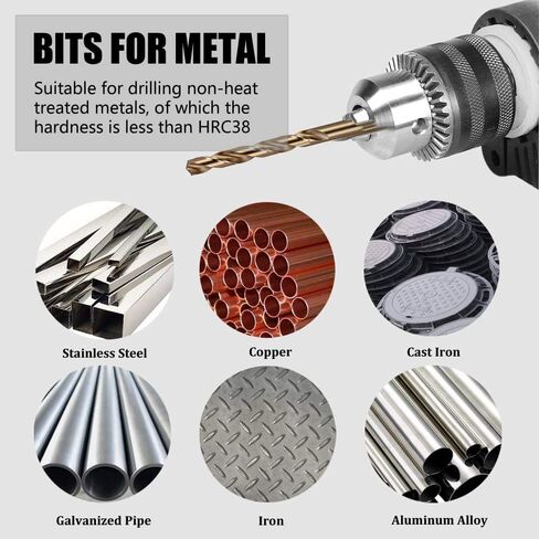 10-Piece 4mm M35 Cobalt Steel Twist Drill Bit Set for Hard Metals | 135° Split Point Prevents Walking; Dual Flute Speeds Up Chip Removal; Chamfered Straight Shank; Transparent PP Storage Case in Saudi Arabia