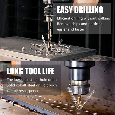 10-Piece 4mm M35 Cobalt Steel Twist Drill Bit Set for Hard Metals | 135° Split Point Prevents Walking; Dual Flute Speeds Up Chip Removal; Chamfered Straight Shank; Transparent PP Storage Case in Saudi Arabia