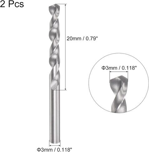 uxcell Solid Carbide Drill Bits, 2.5mm C2/K20 Tungsten Carbide Jobber Drill Bits Straight Shank Drilling Tool for Stainless Steel Aluminum Iron Metal Plastic 2pcs in Saudi Arabia