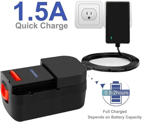 شاحن Exmate Multivolt 1.2V-18V لبلاك اند ديكر 9.6V 12V 14.4V 18V Ni-MH Ni-Cd Slide-in Style Battery HPB12 HPB18 HPB14 HPB18-OPE FSB18 FSB14 FS12B HPB96 FSB96 (ليس لبطارية ليثيوم أيون) in Saudi Arabia