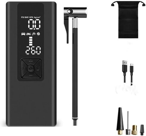 Tire Inflator Air Compressor | Portable Cordless Tire Inflator | High-Performance 150 PSI Air Compressor with Pressure Gauge | Car, Bike, Motorcycle Tires and Inflatables in Saudi Arabia