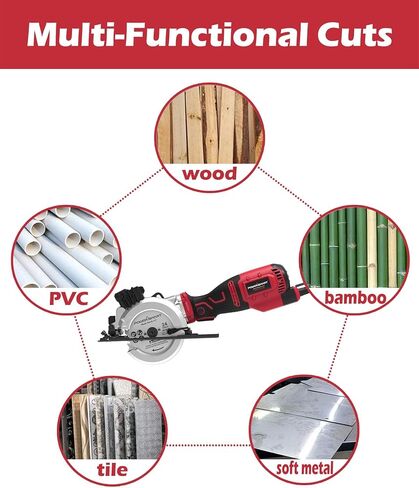 منشار دائري كهربائي صغير باور سمارت 5.8 أمبير 4-1/2 بوصة، منشار مهارة مع 6 شفرات للأخشاب والبلاط والمعادن الناعمة والبلاستيك in Kuwait