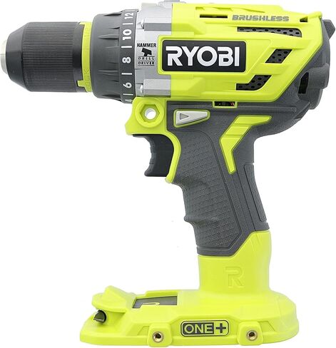 Ryobi P251 One+ 18V Lithium Ion 750 بوصة رطل مثقاب مطرقي بدون فرشاة مع 3 أوضاع للحفر، وقابض 24 موضعًا، ومقبض مريح (متجدد) in Kuwait