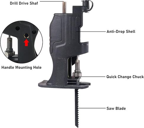 WMLBK Cordless Saw Drill Attachment, Portable Reciprocating Saw Attachment Adapter Jig Saw Attachment with 15pcs Blades for Metal Wood Cutting in Kuwait