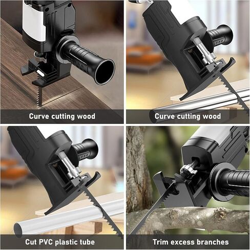 WMLBK Cordless Saw Drill Attachment, Portable Reciprocating Saw Attachment Adapter Jig Saw Attachment with 15pcs Blades for Metal Wood Cutting in Kuwait