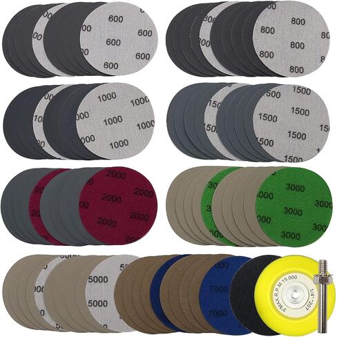 MAXMAN 30Pcs 3-Inch Sanding Discs, 1000 Grits Hook and Loop Professional Silicon Carbide Sand Paper, Wet Dry Polish for Wood, Metal, Paint, Car Polishing in Kuwait