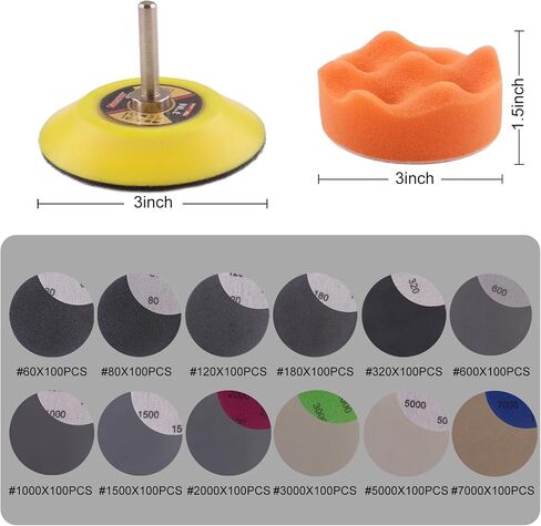 MAXMAN 30Pcs 3-Inch Sanding Discs, 1000 Grits Hook and Loop Professional Silicon Carbide Sand Paper, Wet Dry Polish for Wood, Metal, Paint, Car Polishing in Kuwait