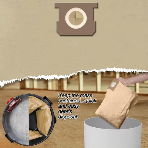 أكياس WHI-GN 19-3100 Shop Vac، متوافقة مع مكانس ستانلي الرطبة/الجافة سعة 5-8 جالون (20 عبوة) in Kuwait