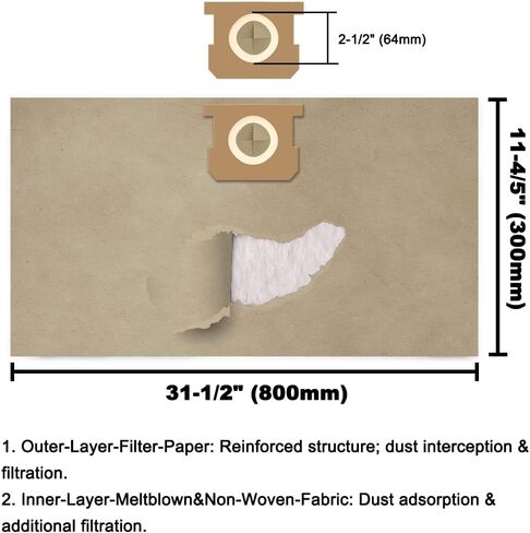 أكياس WHI-GN 19-3100 Shop Vac، متوافقة مع مكانس ستانلي الرطبة/الجافة سعة 5-8 جالون (20 عبوة) in Kuwait