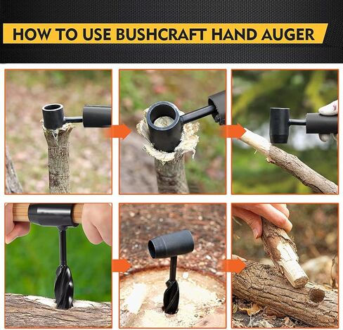 Eewudwok Bushcraft Hand Auger Wrench -Bushcraft Survival Settler Tools - Wood Auger Manual Auger Drill - Scotch Eye Hand Auger Wrench (Brown) in Kuwait