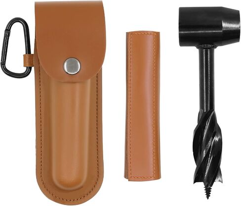 مفتاح اوجير يدوي من Eewudwok Bushcraft - أدوات تسوية البقاء على قيد الحياة من بوشكرافت - مثقاب يدوي اوجير خشبي - مفتاح اوجير يدوي سكوتش (بني) in Kuwait