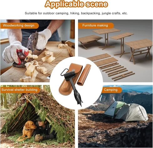 مفتاح اوجير يدوي من Eewudwok Bushcraft - أدوات تسوية البقاء على قيد الحياة من بوشكرافت - مثقاب يدوي اوجير خشبي - مفتاح اوجير يدوي سكوتش (بني) in Kuwait
